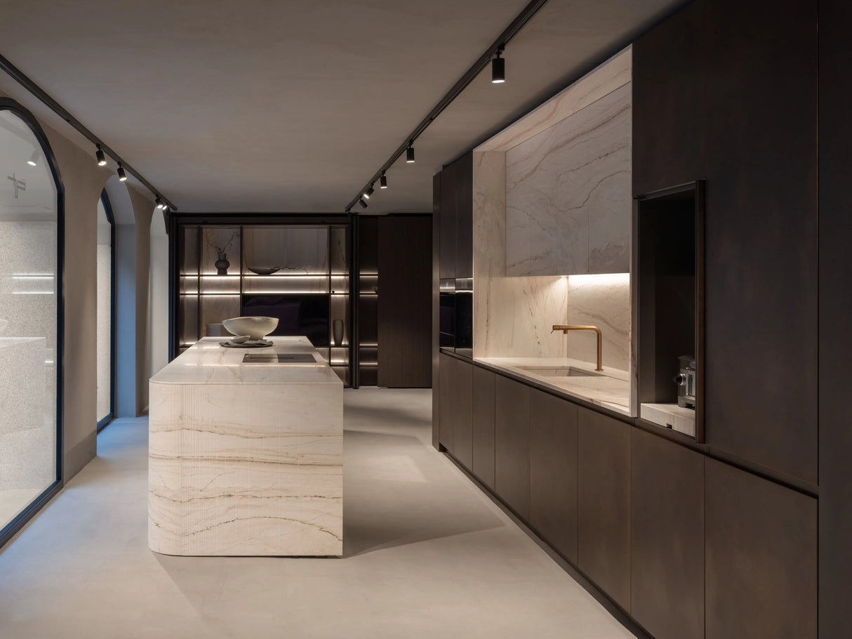 Cocina de melamina y mármol - NATIVIA