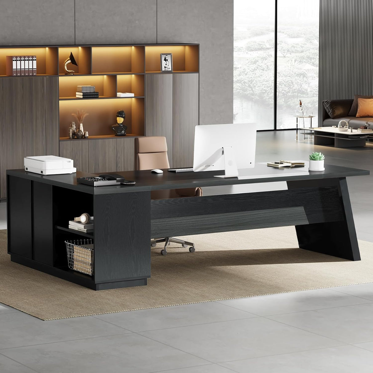 Escritorio Gerencial - LYON Gris con Negro