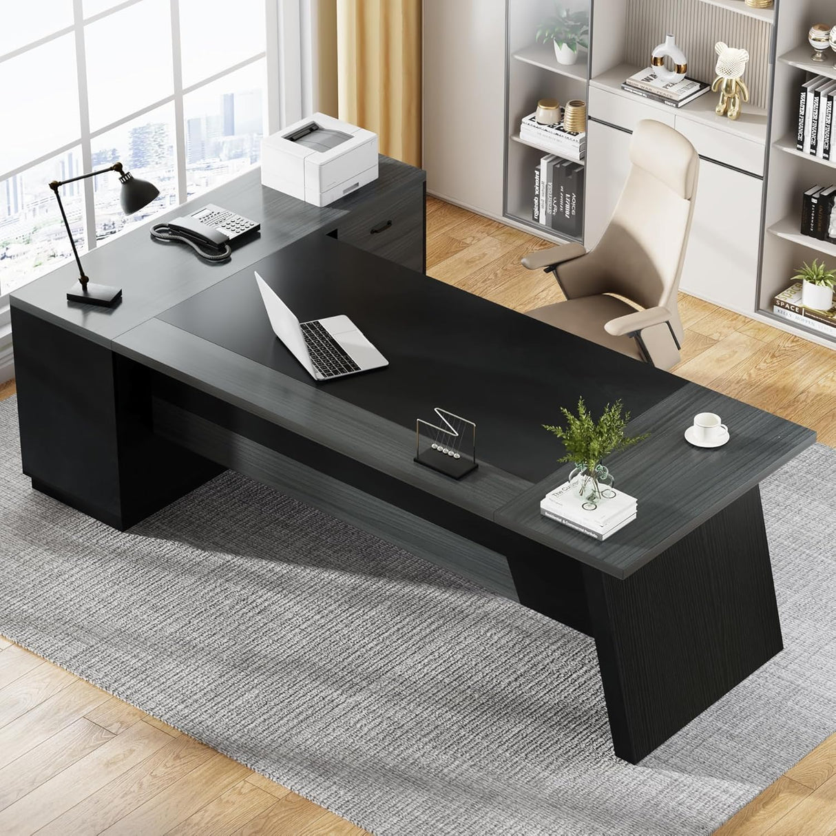 Escritorio Gerencial - LYON Gris con Negro