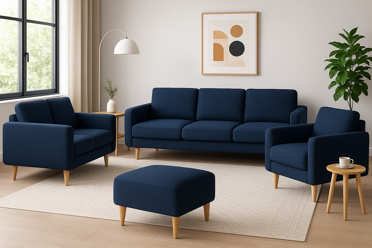 Juego de sala 3,2,1 Plazas + Reposapiés puff - EDMURE FAMUZE