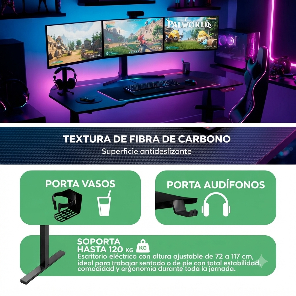 OXIN Y111 Escritorio Gamer RGB Ajustable en Altura OXIN