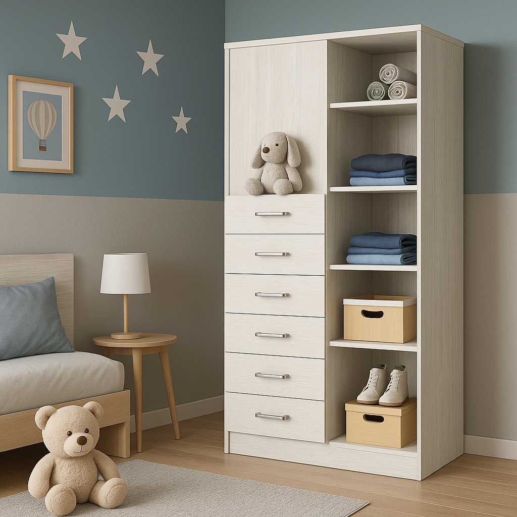 Ropero de melamina con repisas - SARGA FAMUZE