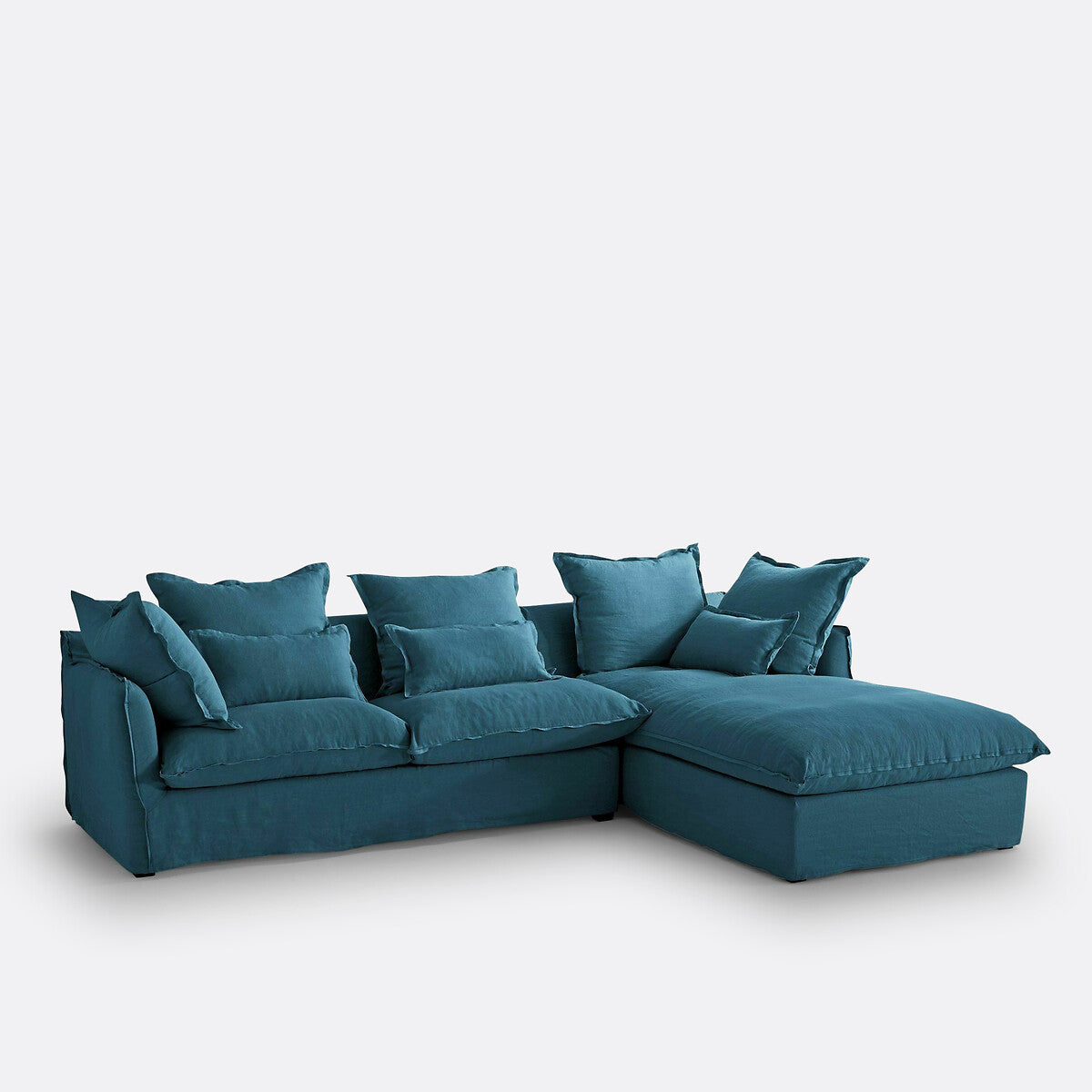 Sofá seccional Azul pavo - GIARDINI