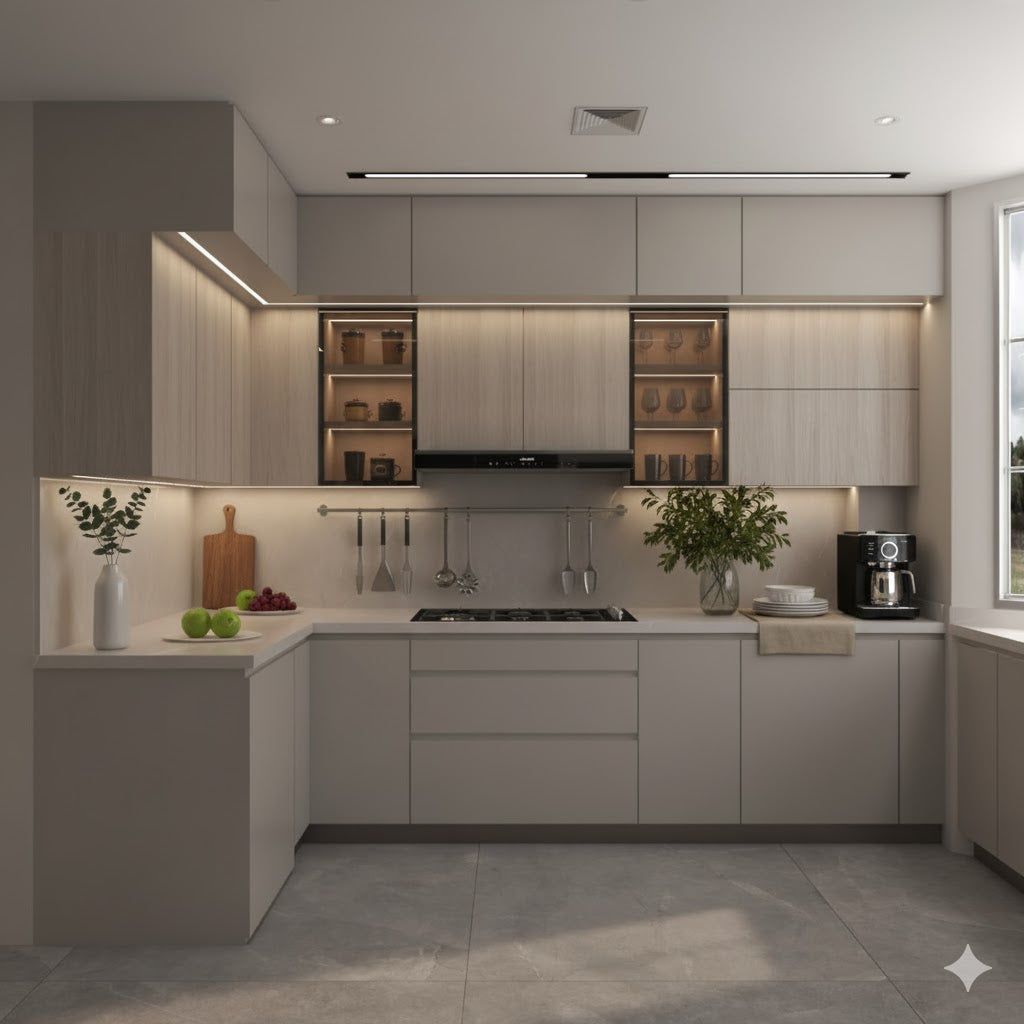 Cocinas melamina en L - TAUPE FAMUZE