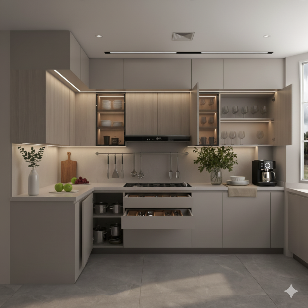 Cocinas melamina en L - TAUPE FAMUZE