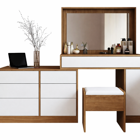 Tocador Moderno con Cajones y Espejo – LUMINA FAMUZE