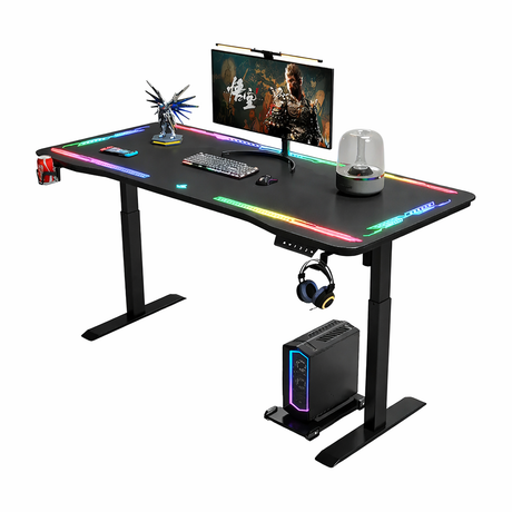 OXIN Y109 Escritorio Gamer Superficie de Vidrio RGB Ajustable en Altura OXIN