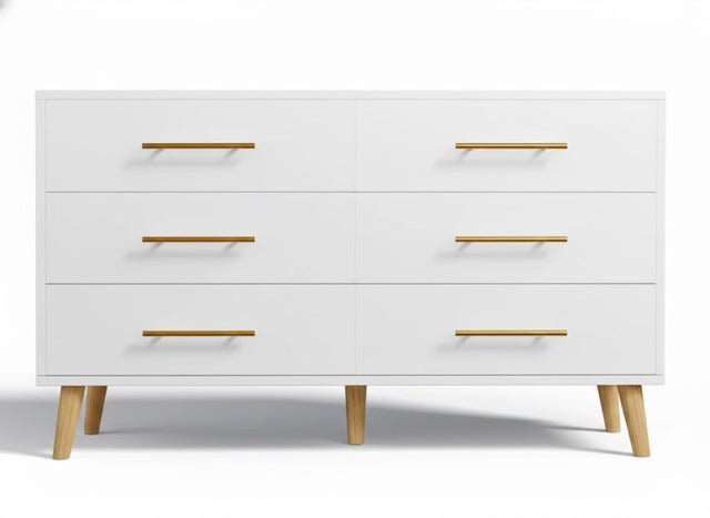 Cómoda de 6 Cajones jalador Dorado - SERENI