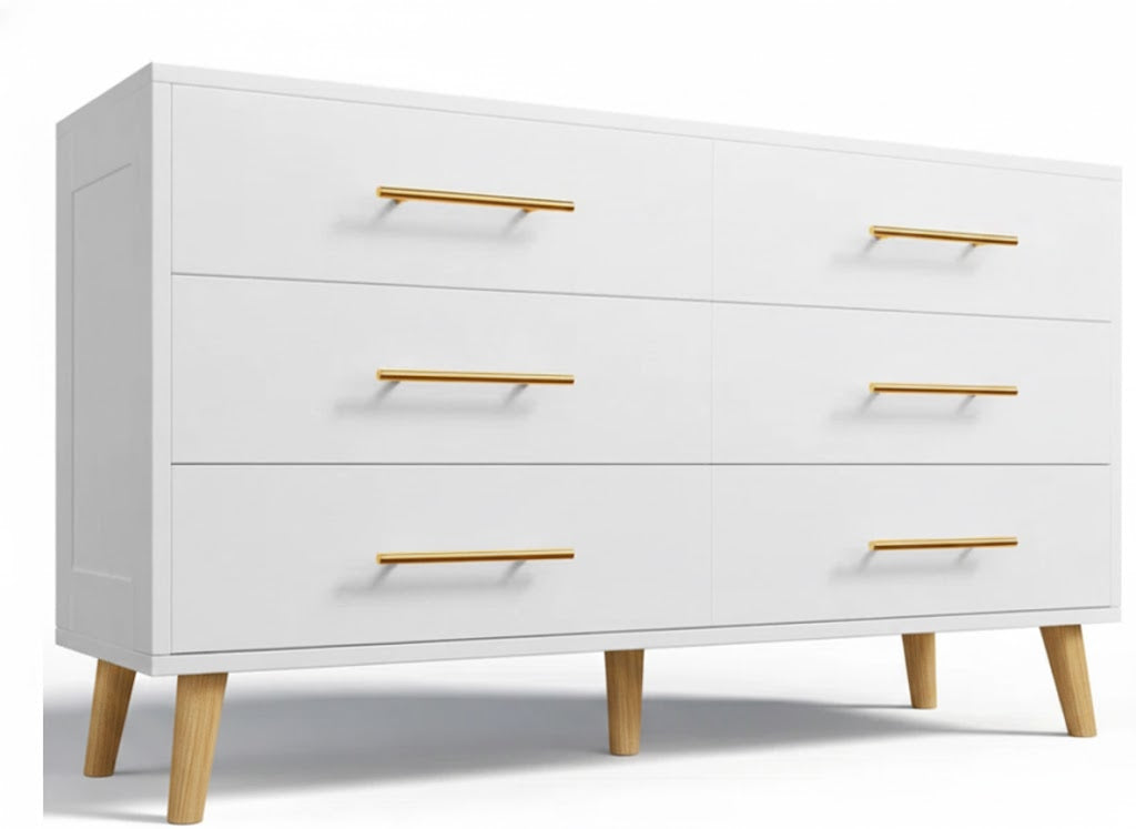 Cómoda de 6 Cajones jalador Dorado - SERENI