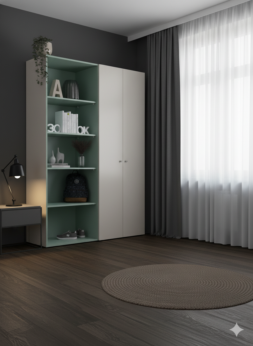 Ropero de melamina con repisas  - AGAVE FAMUZE