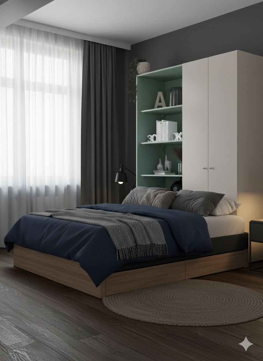 Ropero de melamina con repisas  - AGAVE FAMUZE