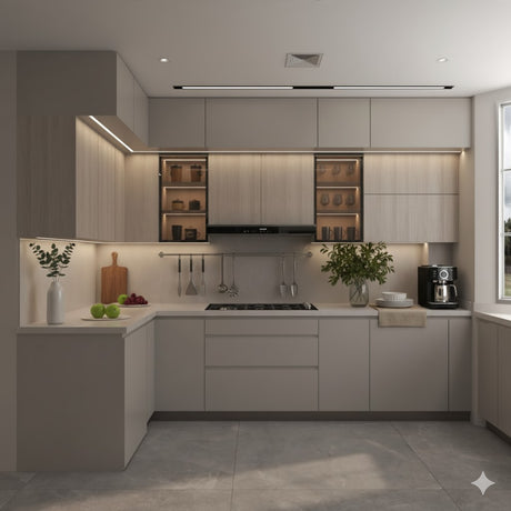 Cocinas  melamina en L - TAUPE FAMUZE