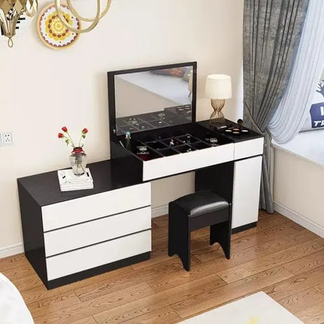 Tocador Moderno con Espejo Abatible y Cajones – AROMA FAMUZE