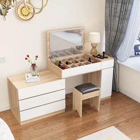 Tocador Moderno con Espejo Abatible y Cajones – AROMA FAMUZE