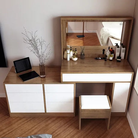 Tocador Moderno con Cajones y Espejo – LUMINA FAMUZE