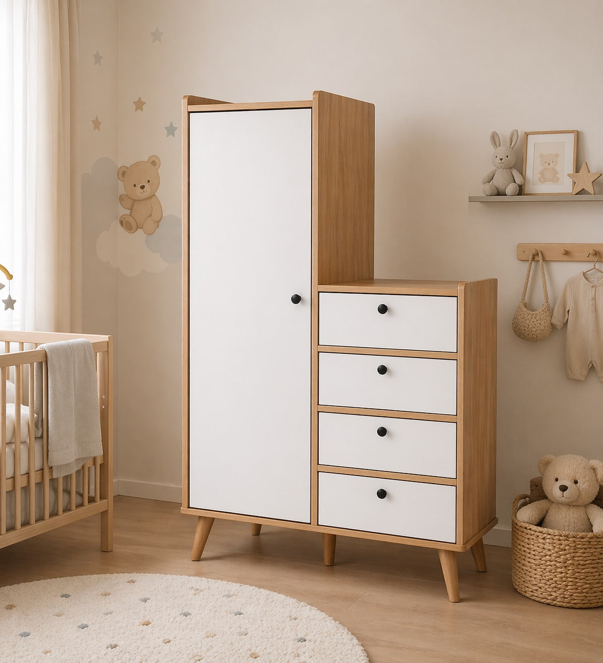 ropero de melamina para bebe - AVELLANA - FAMUZE