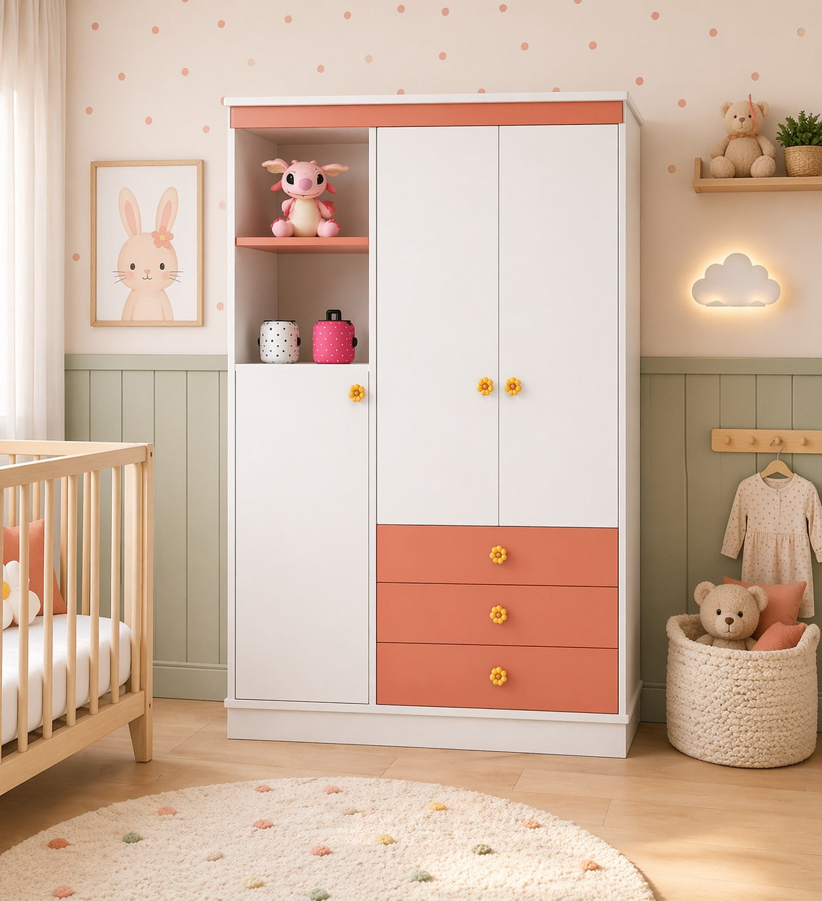 ropero de melamina para bebe - ROSA - FAMUZE